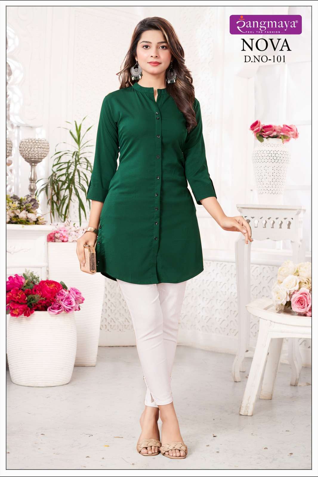NOVA Short Top with Side Pockets Kurti Printed Kurti With Bottom