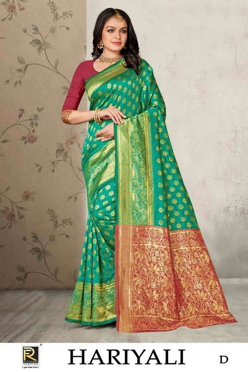 Ronisha Hariyali Banarasi Designer Premium Silk Saree Kapda Thred