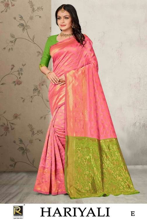 Ronisha Hariyali Banarasi Designer Premium Silk Saree Kapda Thred