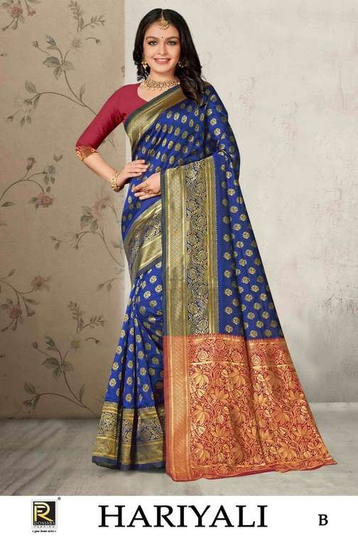 Ronisha Hariyali Banarasi Designer Premium Silk Saree Kapda Thred