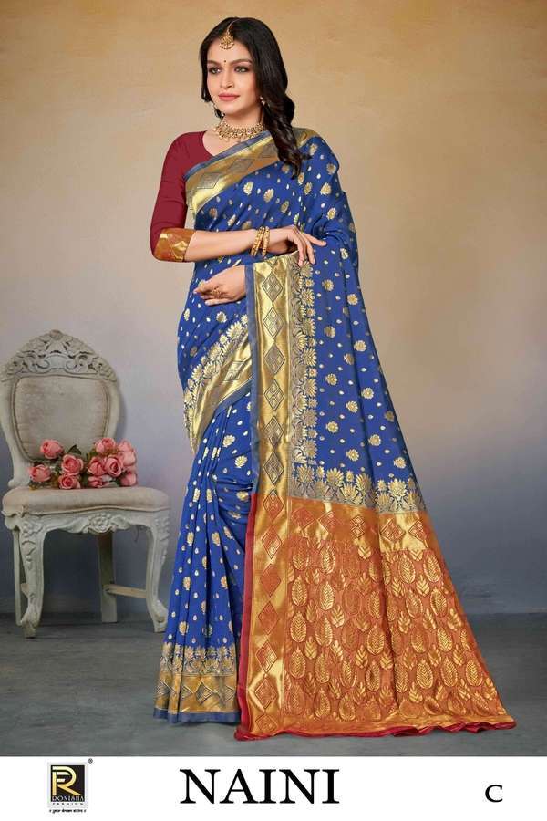 Ronisha Naini Banarasi Designer Silk Saree Pure Silk Saree Blouse