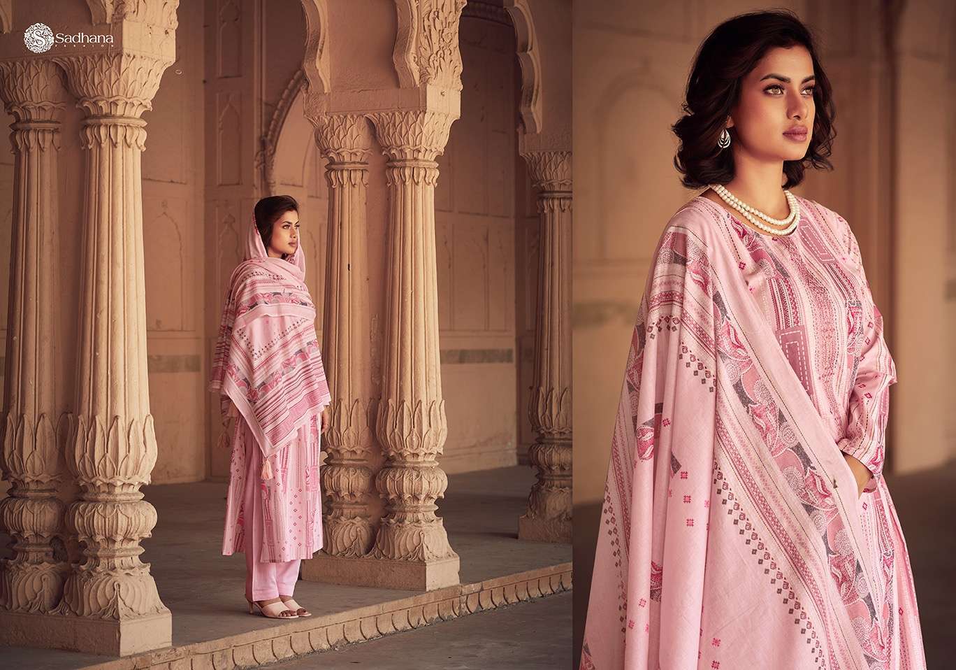 Sadhana Warli Art Lawn Cotton Dress Material  Indian designer dress suppliers
