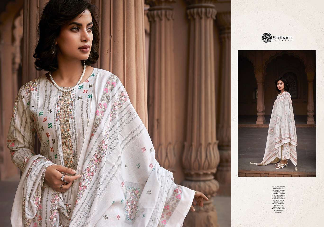 Sadhana Warli Art Lawn Cotton Dress Material  Indian designer dress suppliers