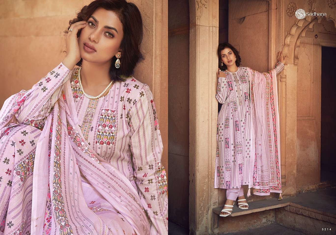 Sadhana Warli Art Lawn Cotton Dress Material  Indian designer dress suppliers