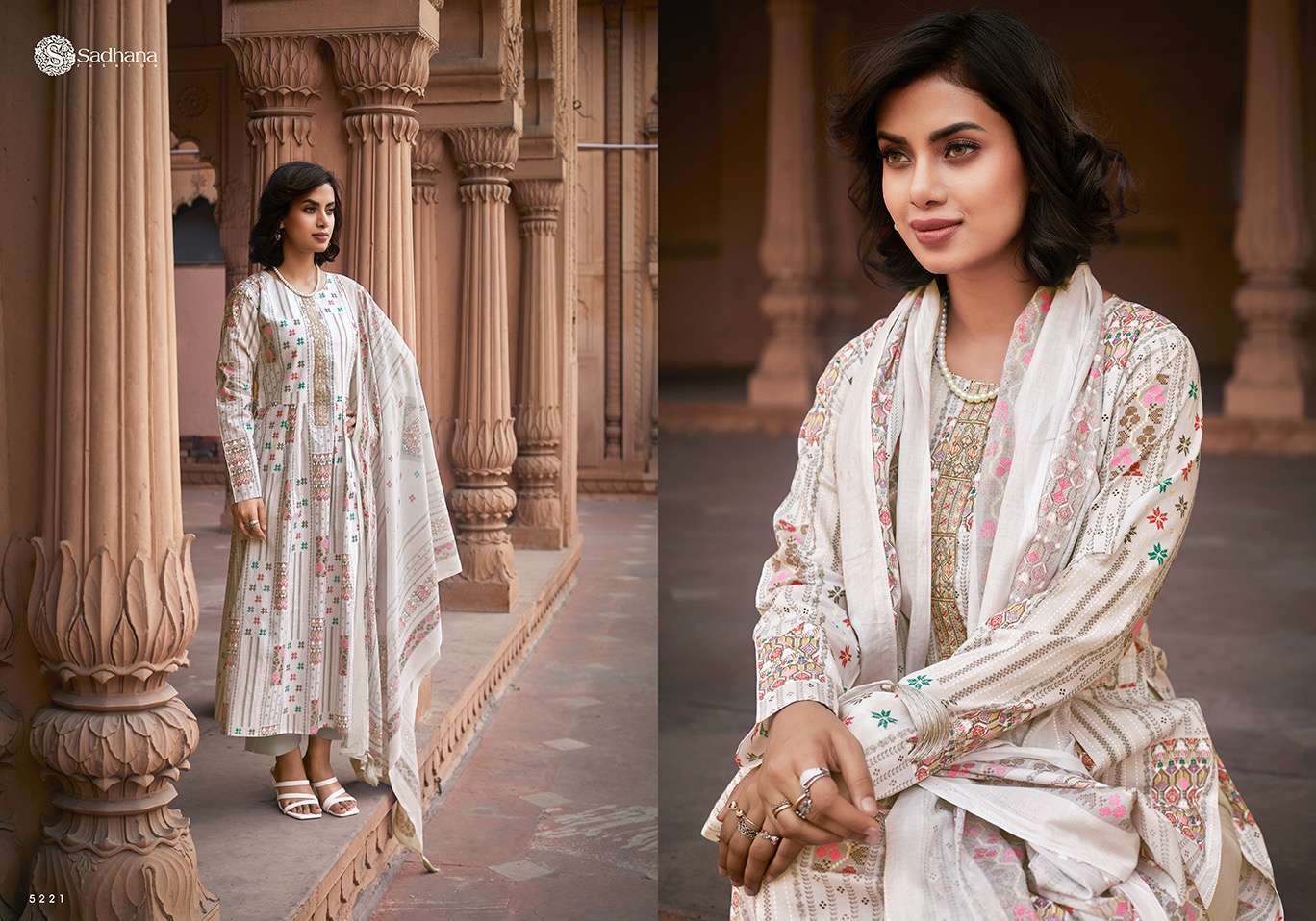 Sadhana Warli Art Lawn Cotton Dress Material  Indian designer dress suppliers