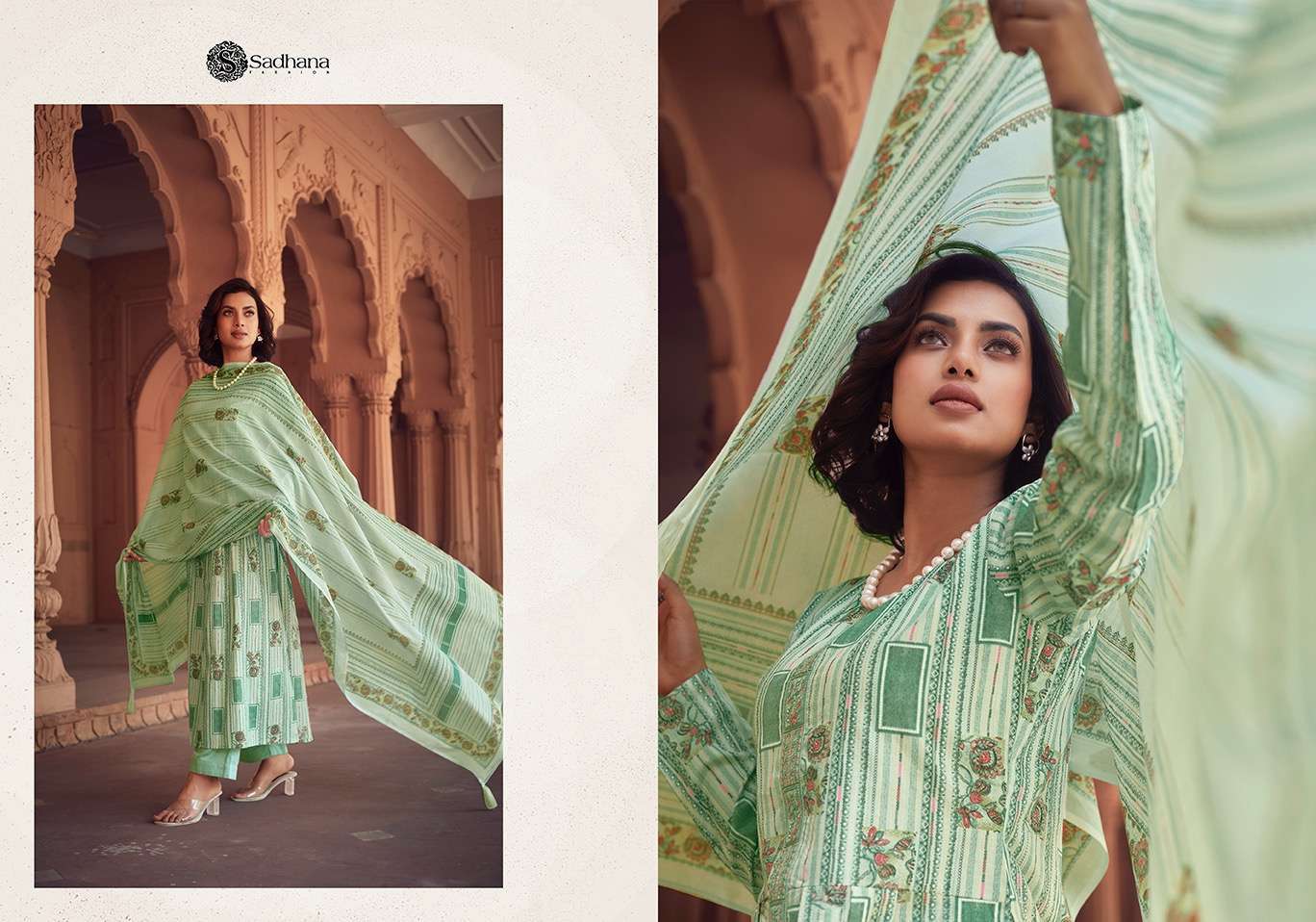 Sadhana Warli Art Lawn Cotton Dress Material  Indian designer dress suppliers