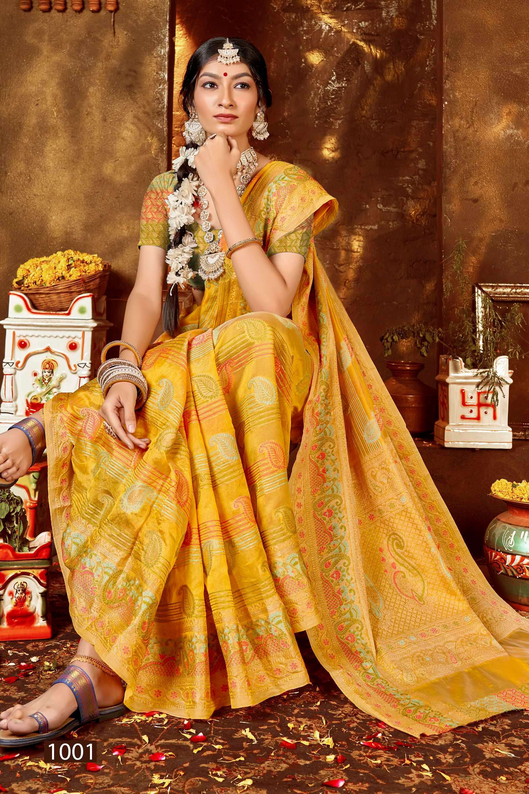 Saroj  Kundan Vol - 4 Soft  Organza with fancy Heavy meena designs Saree atest sarees wholesale in Surat