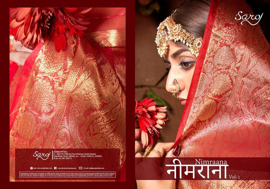 Saroj Nimarrana Vol - 1 Organza silk saree  with heavy sequence Saree Traditional Gujarati sarees manufacturer