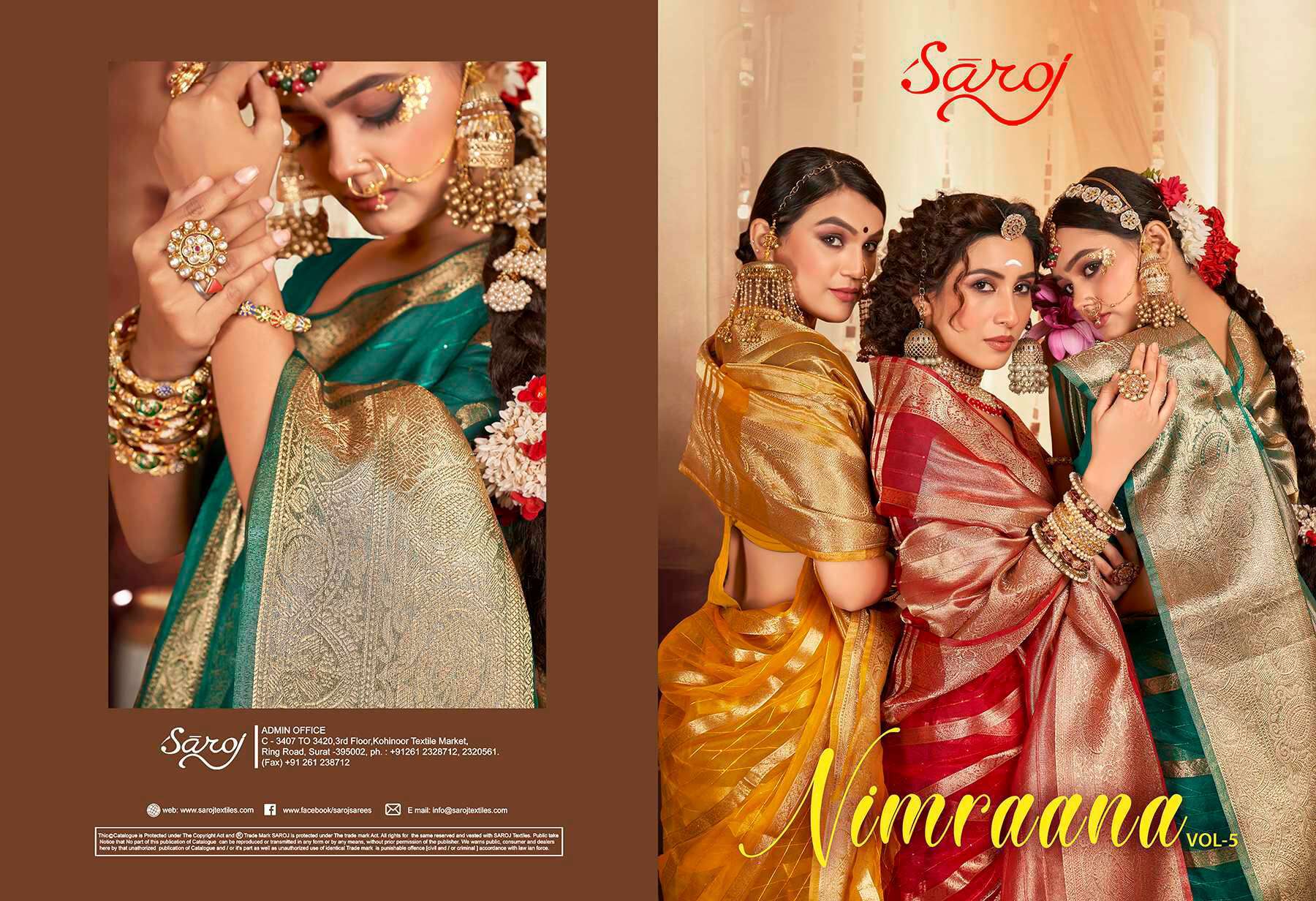 Saroj Nimarrana Vol - 5 Organza silk saree with heavy sequence work  Saree Gujarati saree manufacturers