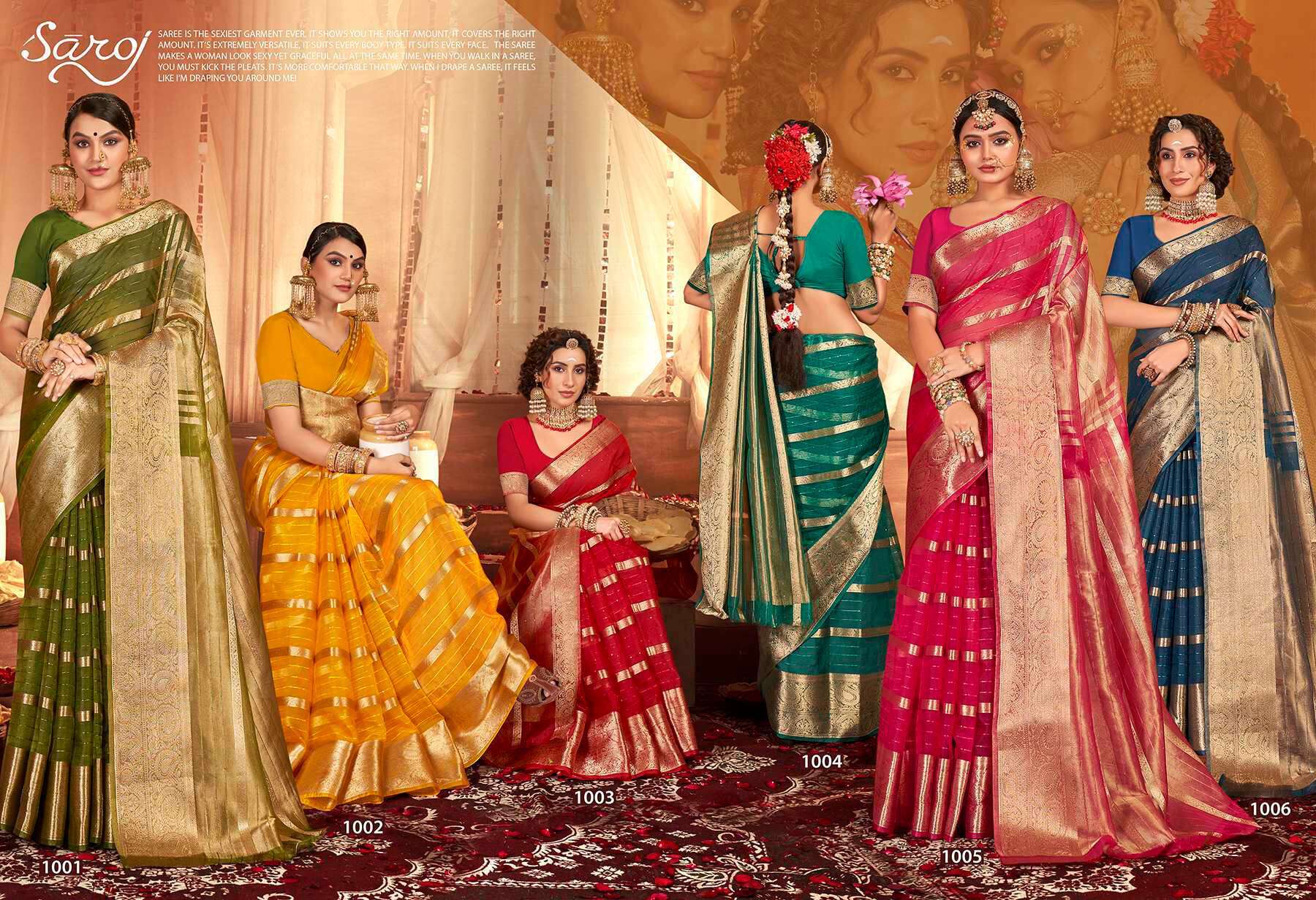 Saroj Nimarrana Vol - 5 Organza silk saree with heavy sequence work  Saree Gujarati saree manufacturers