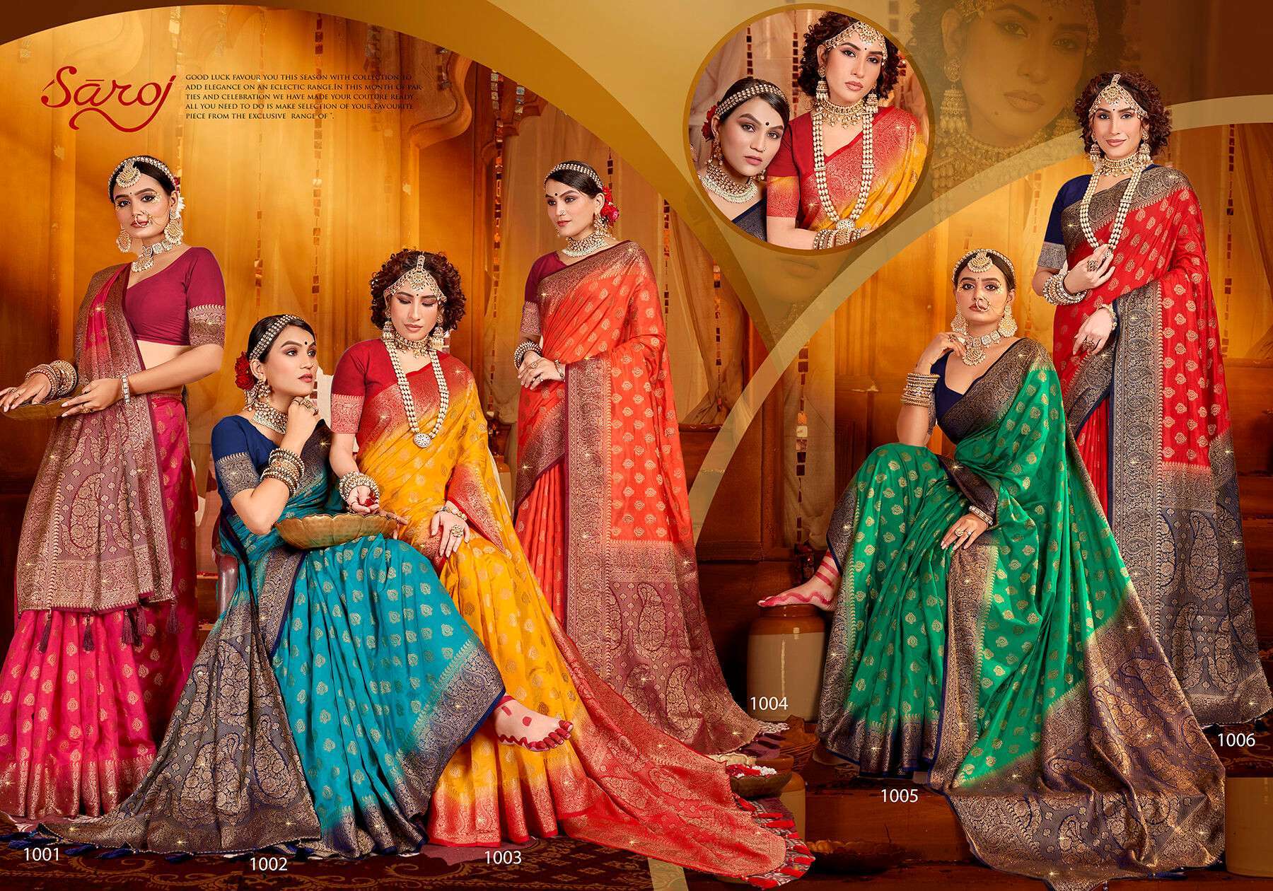 Saroj Uphar Vol - 4 Nylon jacquard  silk saree with swarovski work Saree Designer Saree Wholesalers India