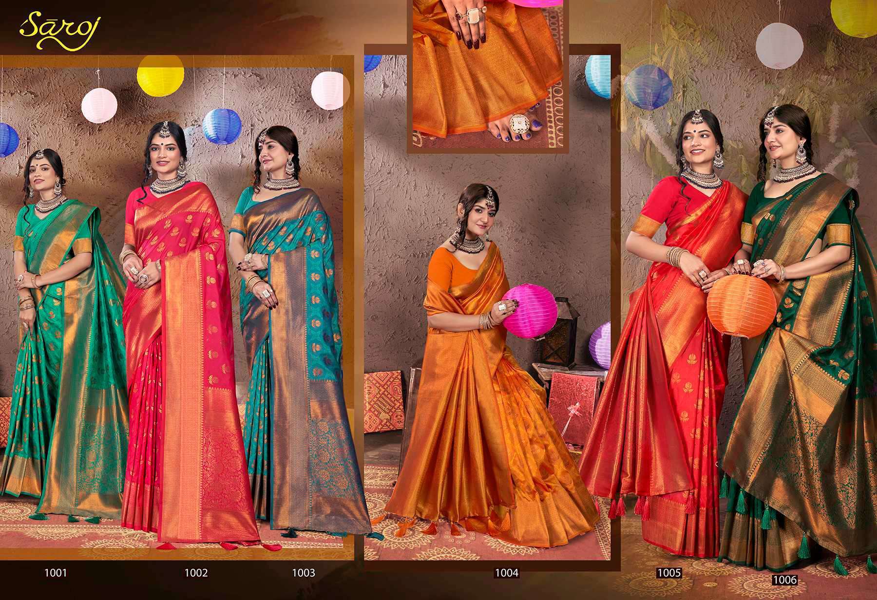 Saroj  Vinamra Vol - 2 50*600 Soft Silk Saree Plain Cotton Sarees