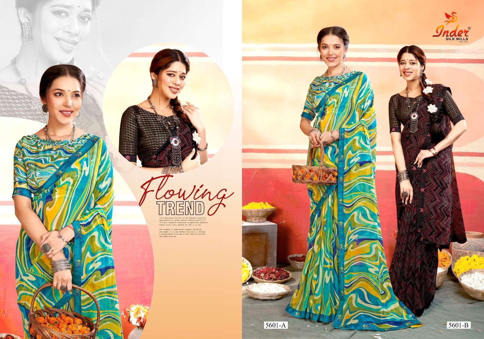 Shanya Inder Silk Printed Saree Surat saree exporters wholesale