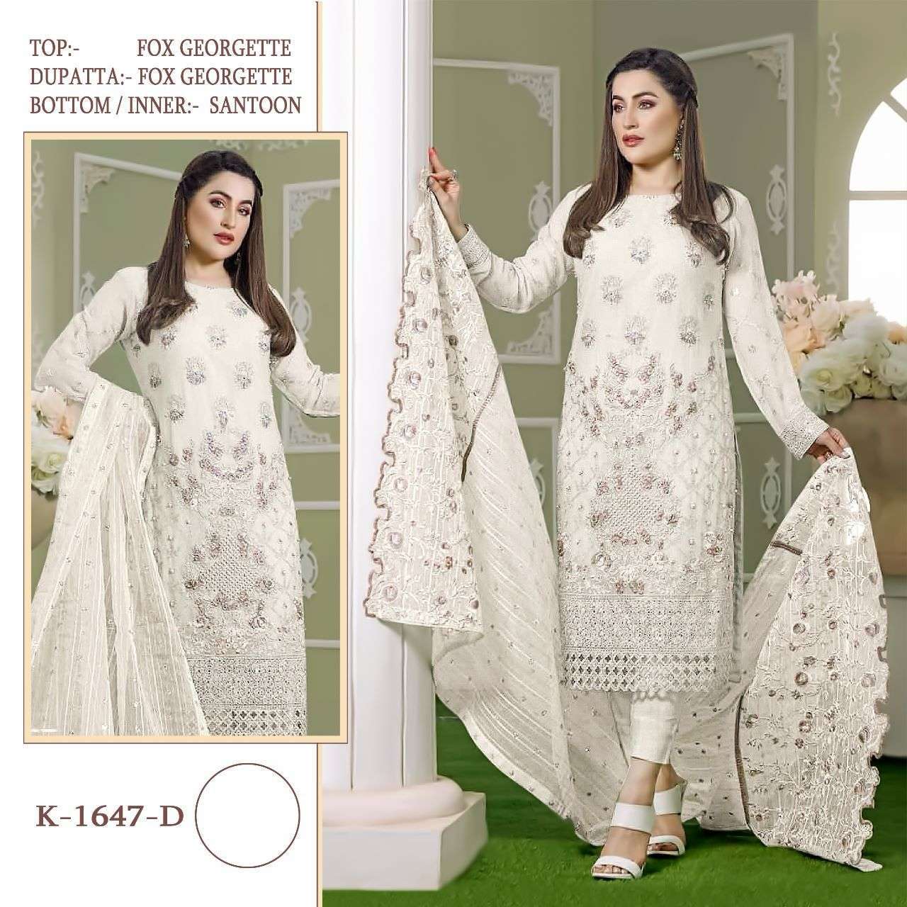 Shree K 1647 Georgette Embroidered Pakistani suits Embroidered Salwar Kameez Wholesale