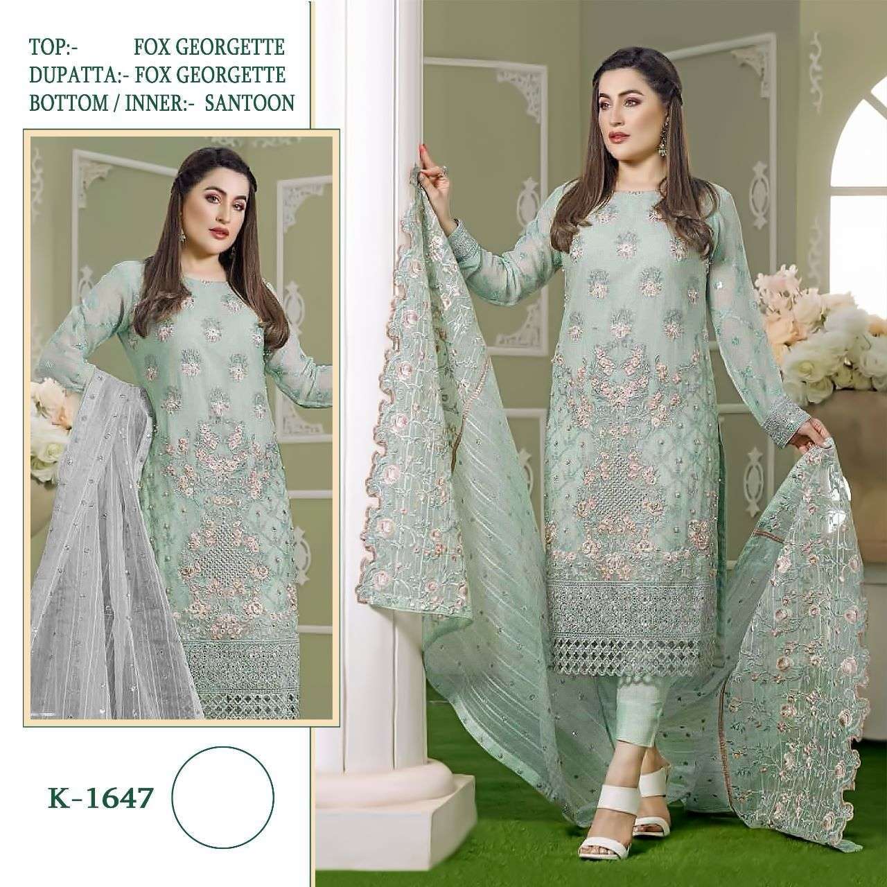 Shree K 1647 Georgette Embroidered Pakistani suits Embroidered Salwar Kameez Wholesale