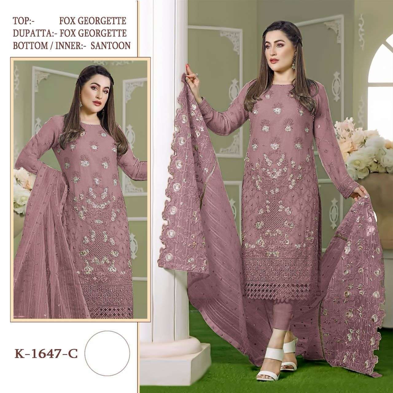 Shree K 1647 Georgette Embroidered Pakistani suits Embroidered Salwar Kameez Wholesale