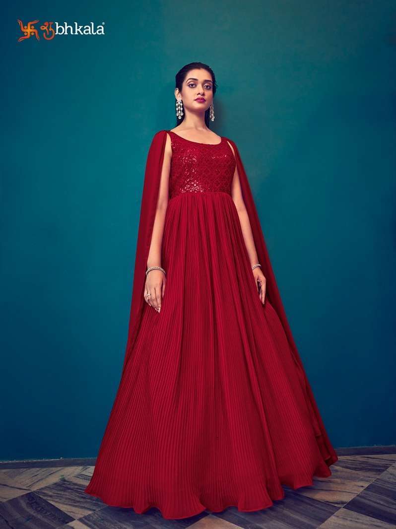 SHUBHKALA FLORY VOL.4962 Embroidered Stitched Long Gown Style Kurti Kapda Thread