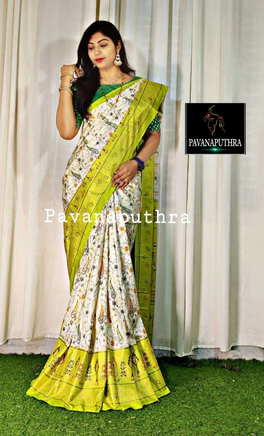 Soft Pure Dola Silk Kalamkari Patola Digital Print Saree Designer Saree in Surat
