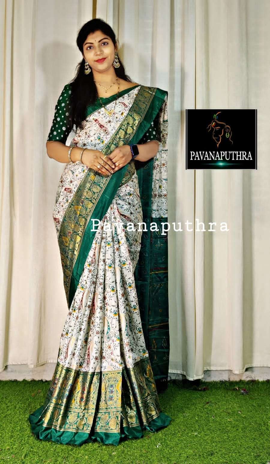 Soft Pure Dola Silk Kalamkari Patola Digital Print Saree Designer Saree in Surat