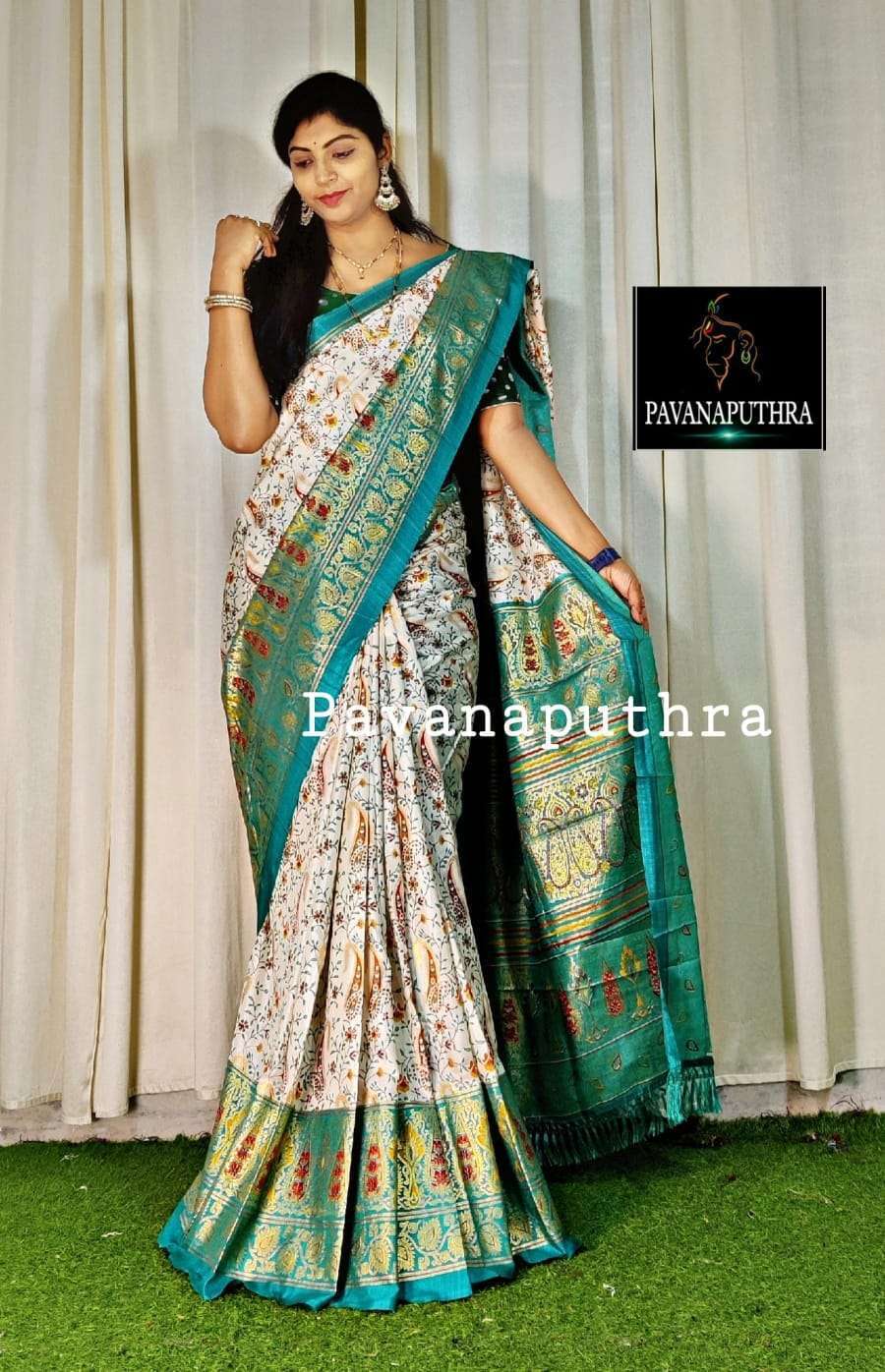 Soft Pure Dola Silk Kalamkari Patola Digital Print Saree Designer Saree in Surat