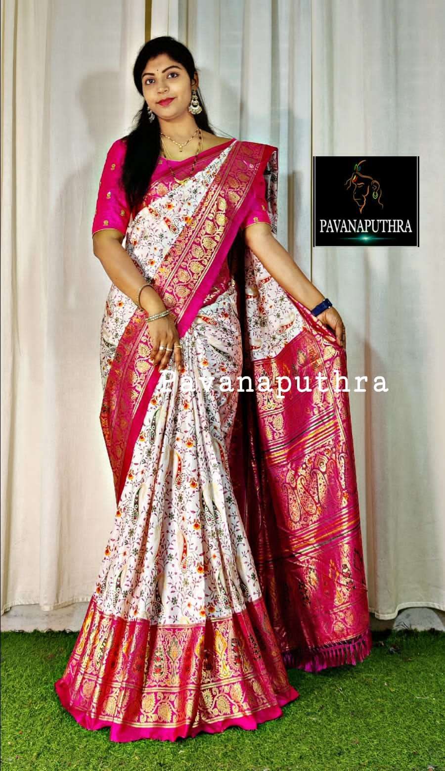 Soft Pure Dola Silk Kalamkari Patola Digital Print Saree Designer Saree in Surat