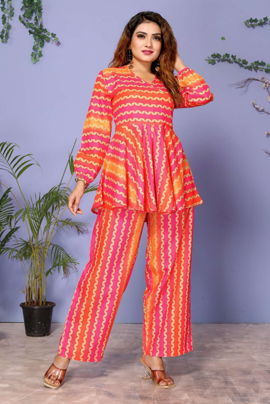 Trupti Orange Cotton Satin Floral Printed Kurti  Bulk Kurti suppliers in India