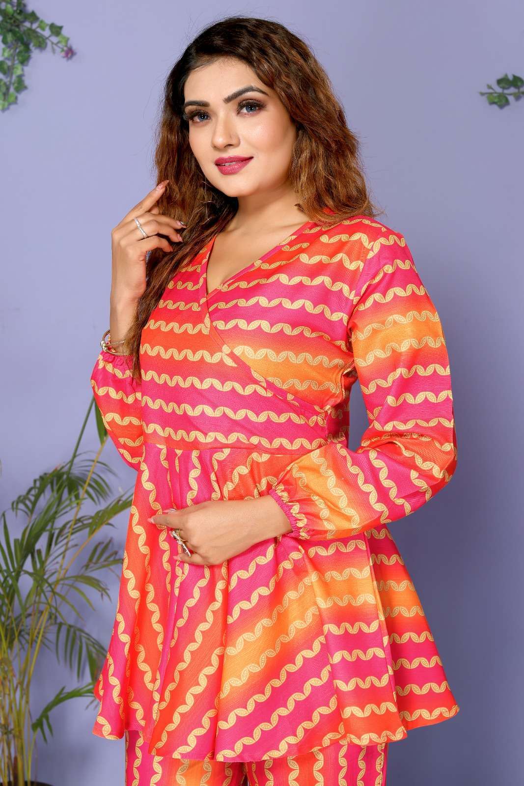 Trupti Orange Cotton Satin Floral Printed Kurti  Bulk Kurti suppliers in India