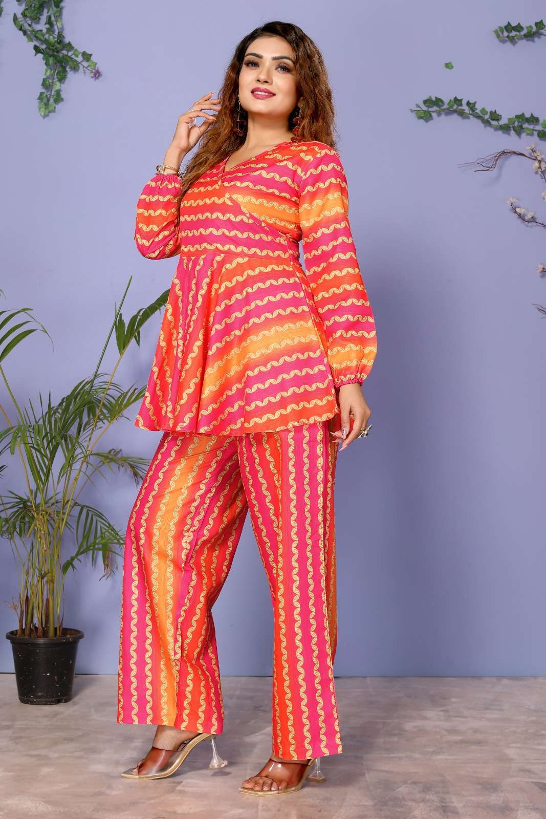 Trupti Orange Cotton Satin Floral Printed Kurti  Bulk Kurti suppliers in India