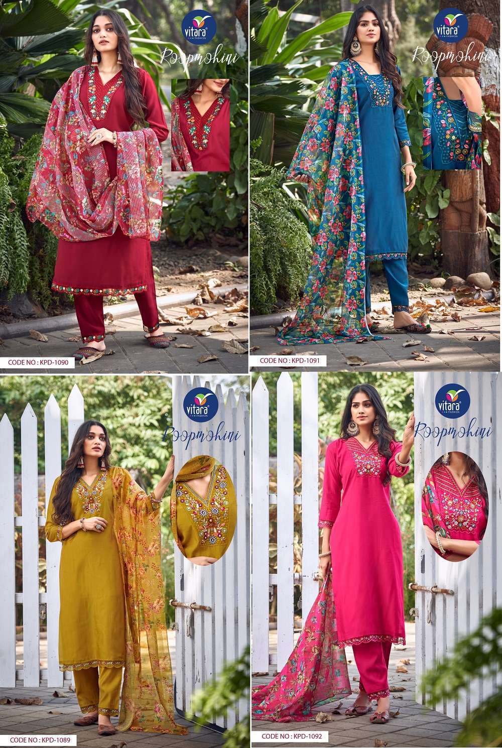 Vitara Roop Mohini Heavy Roman Silk Kurti With Bottom Dupatta Fancy ...