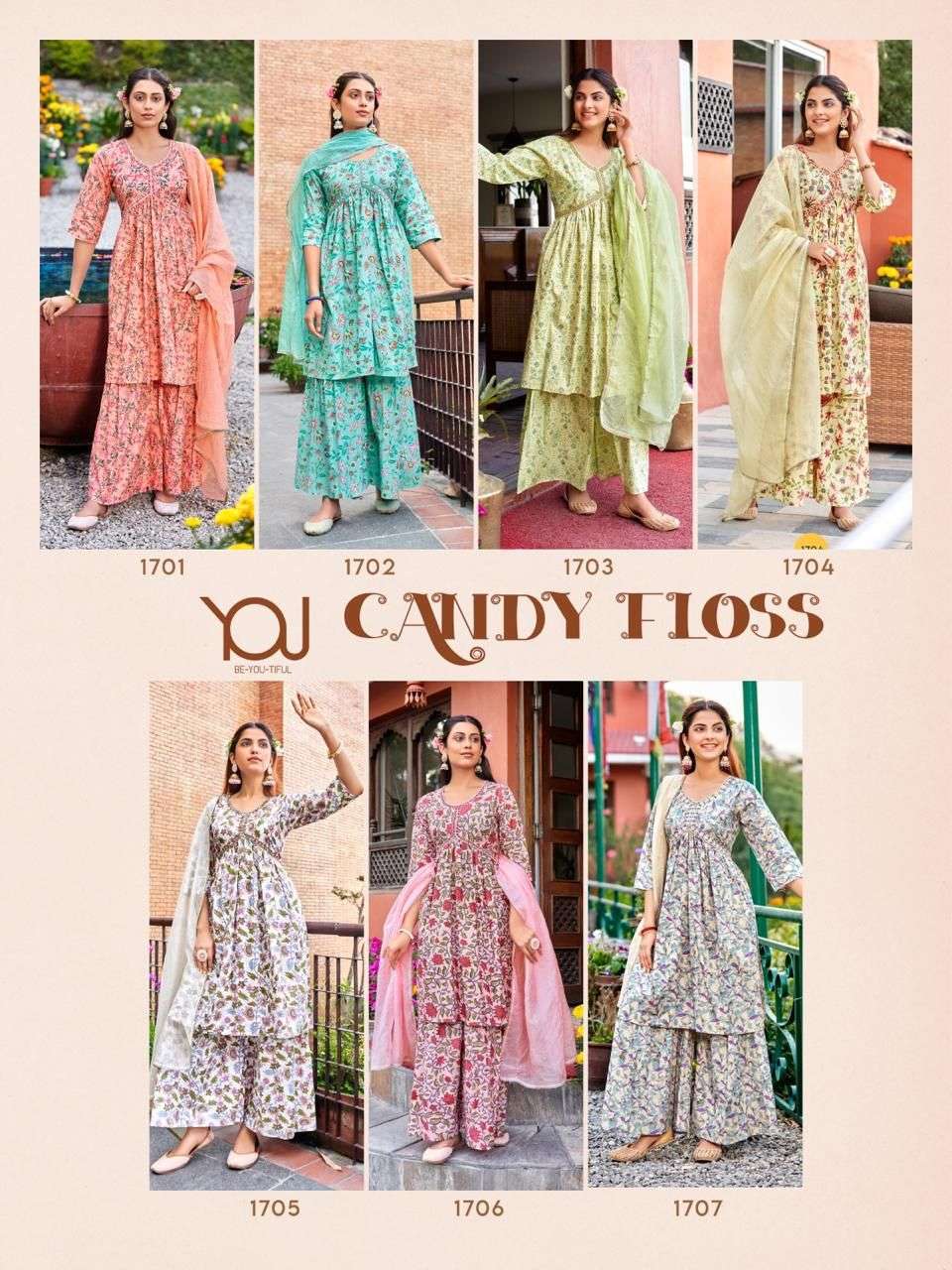 Wanna Candy Floss Alia Cut Kurti Kapda Thread