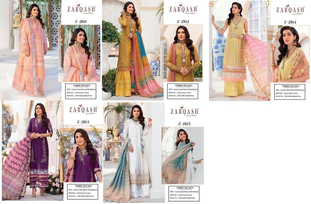 Zarqash Z 2161 To 2165 Cotton Embroidered Salwar Suit Designer Salwar kameez India