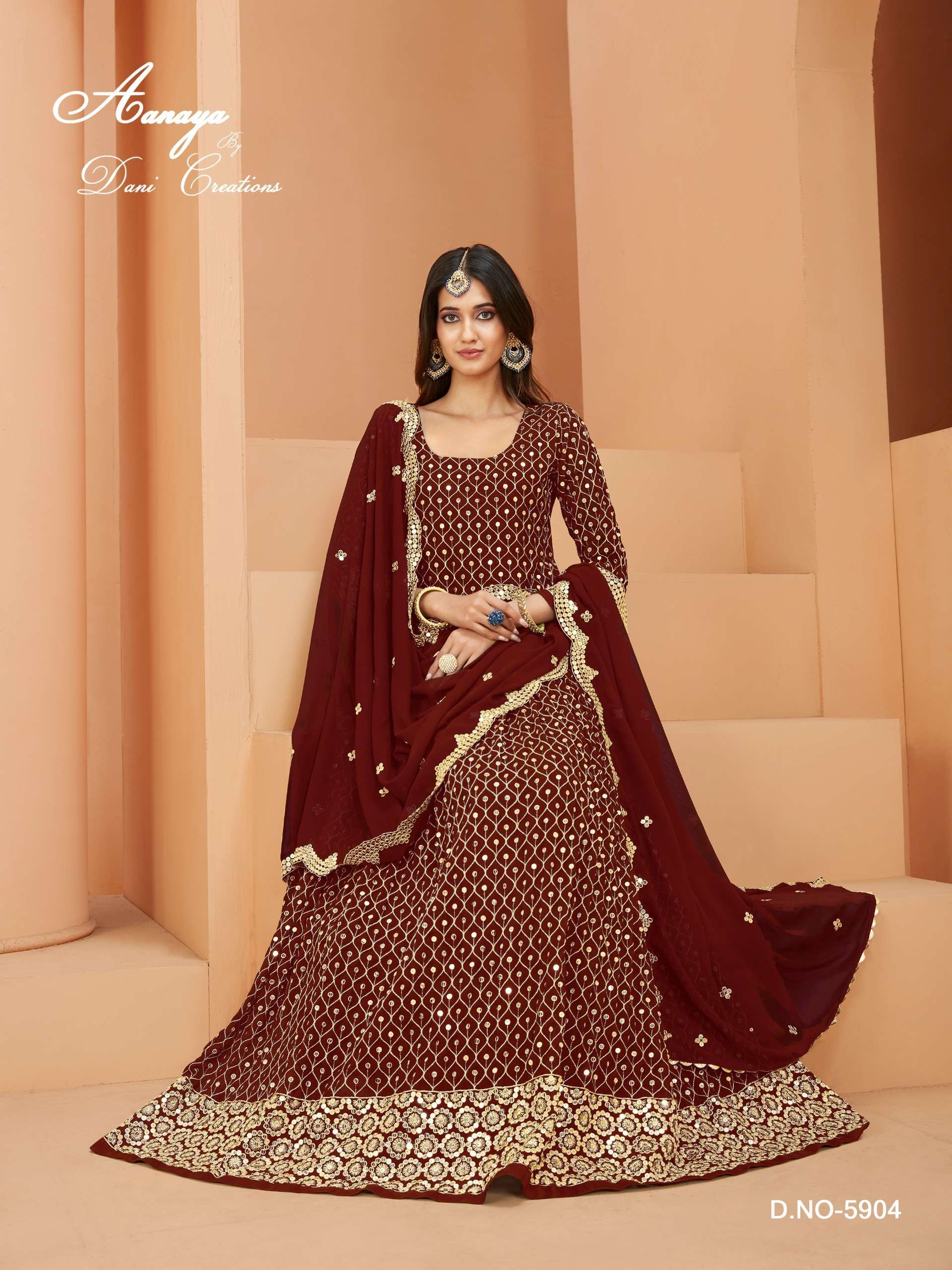 strapless open back dress Faux Georgette Sequence Thread work Party wear Salwar Suit – Ethenika.com main image 1