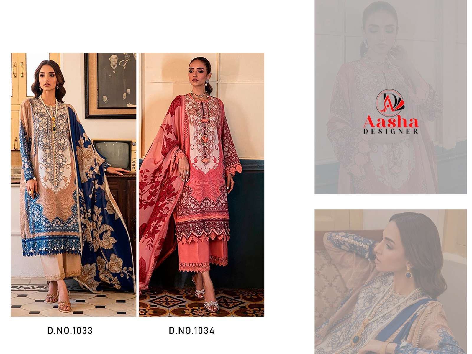 Aasha Sana Safinaz Vol 1 Chiffon Dupatta Pakistani Suits Best Salwar Kameez wholesalers in Surat