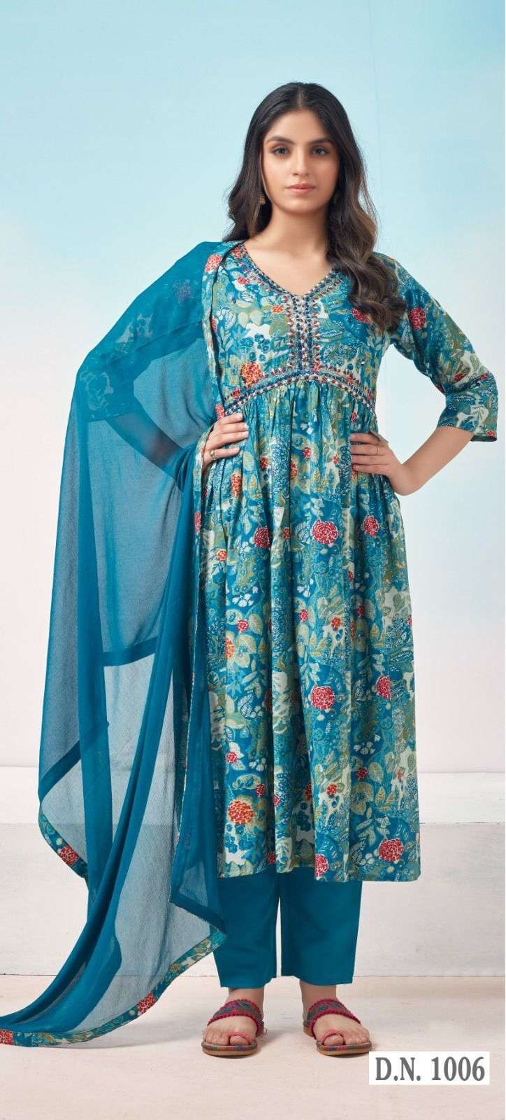 Alia cut Viscose Modal Print With Handwork Kurti Gujarati Kurti Suppliers