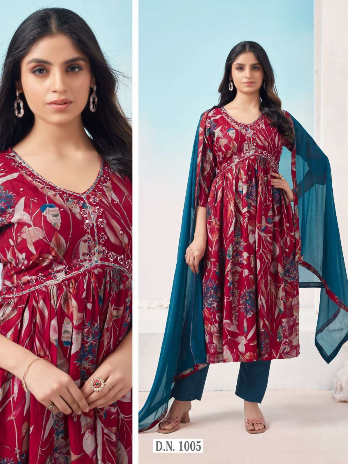 Alia cut Viscose Modal Print With Handwork Kurti Gujarati Kurti Suppliers