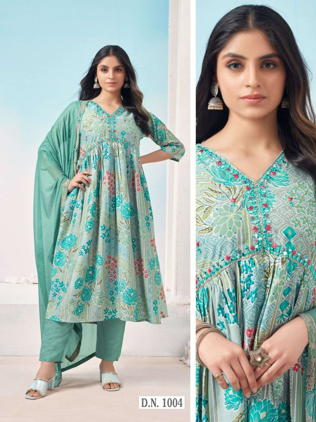 Alia cut Viscose Modal Print With Handwork Kurti Gujarati Kurti Suppliers