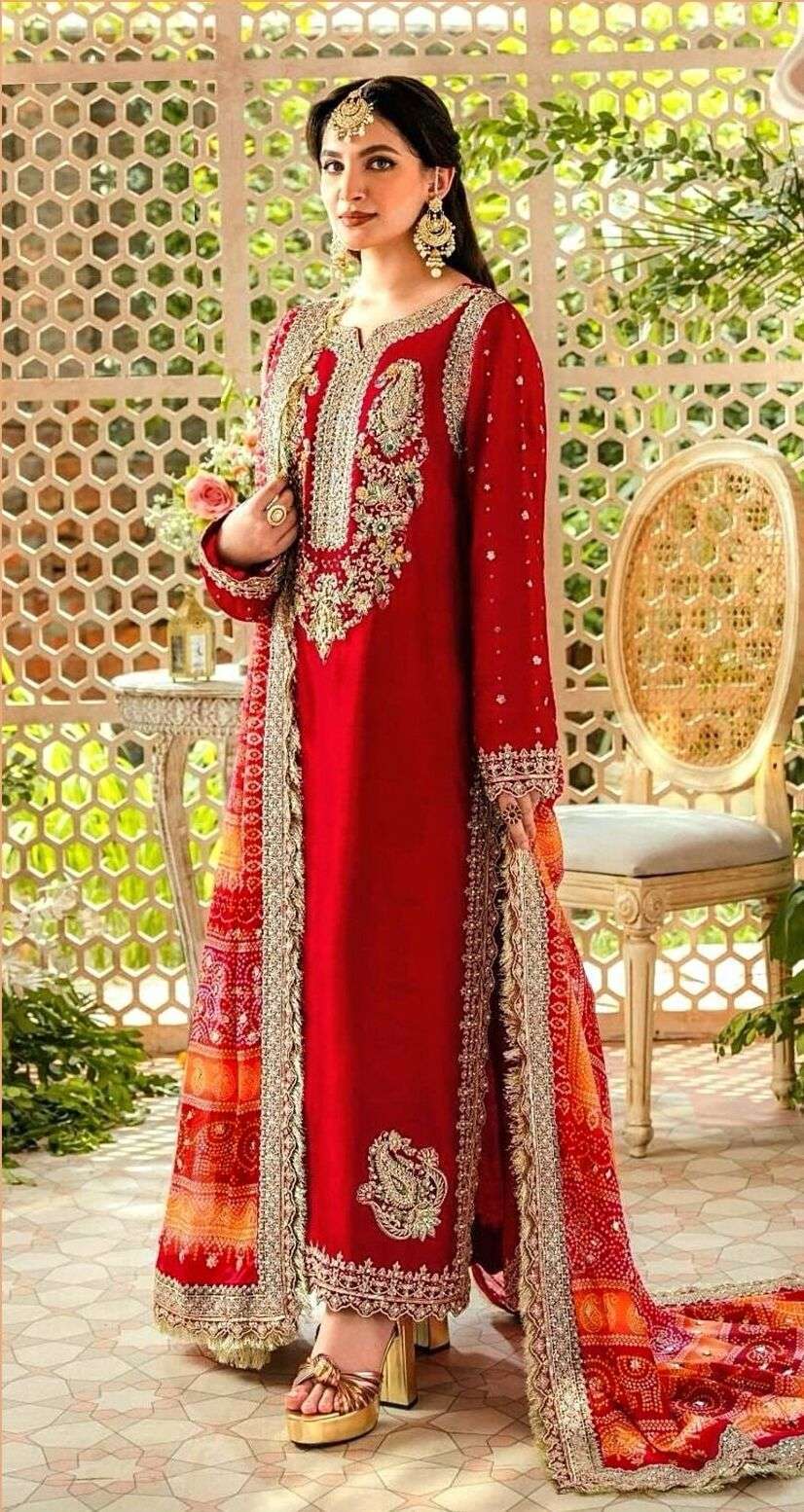 Bilqis B 17 A And B Faux Georgette Embroidered Pakistani dress material
