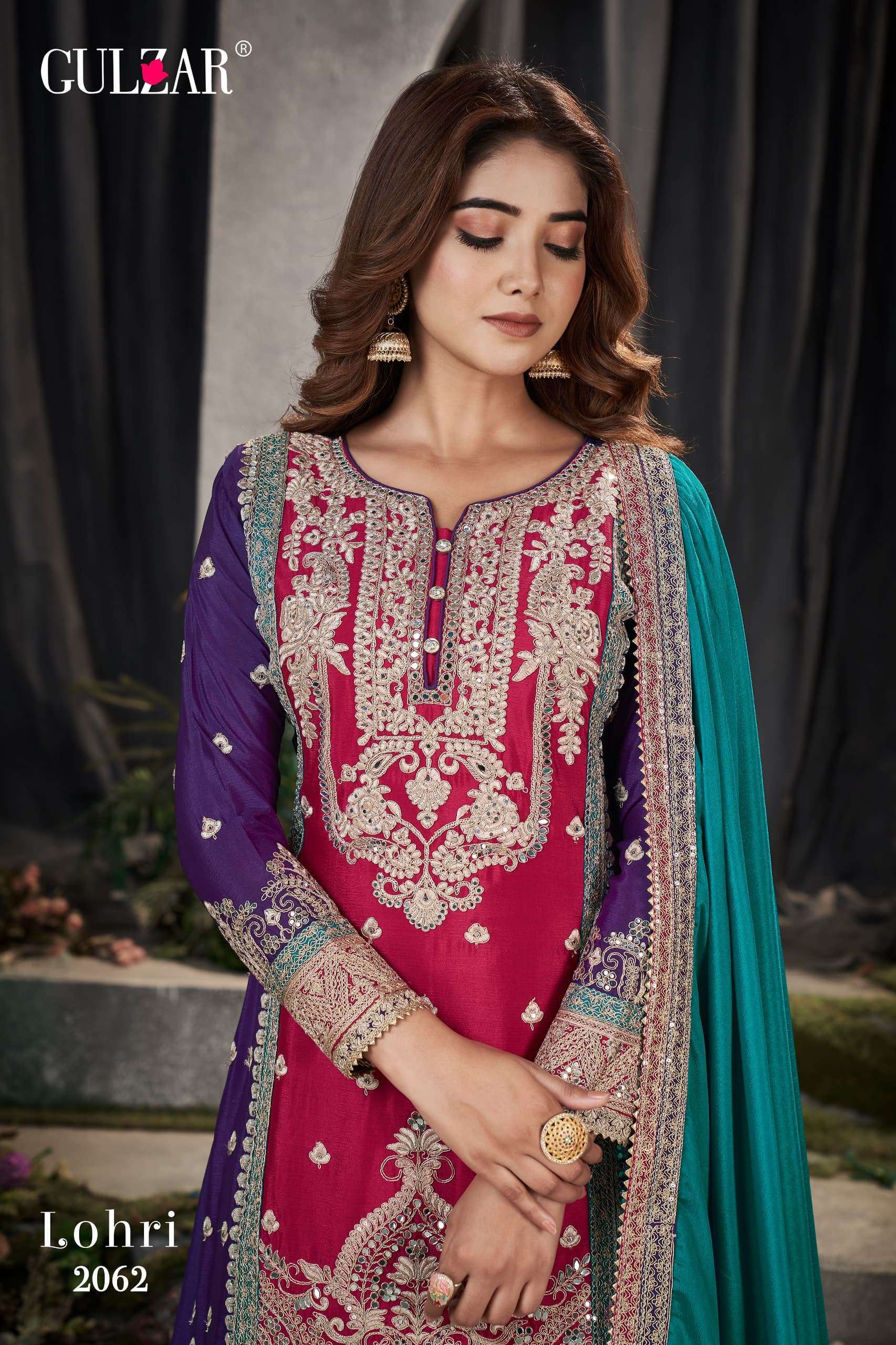 Gulzar Lohir Premium Chinnon Embroidered Salwar Suits manufacturers in Jaipur