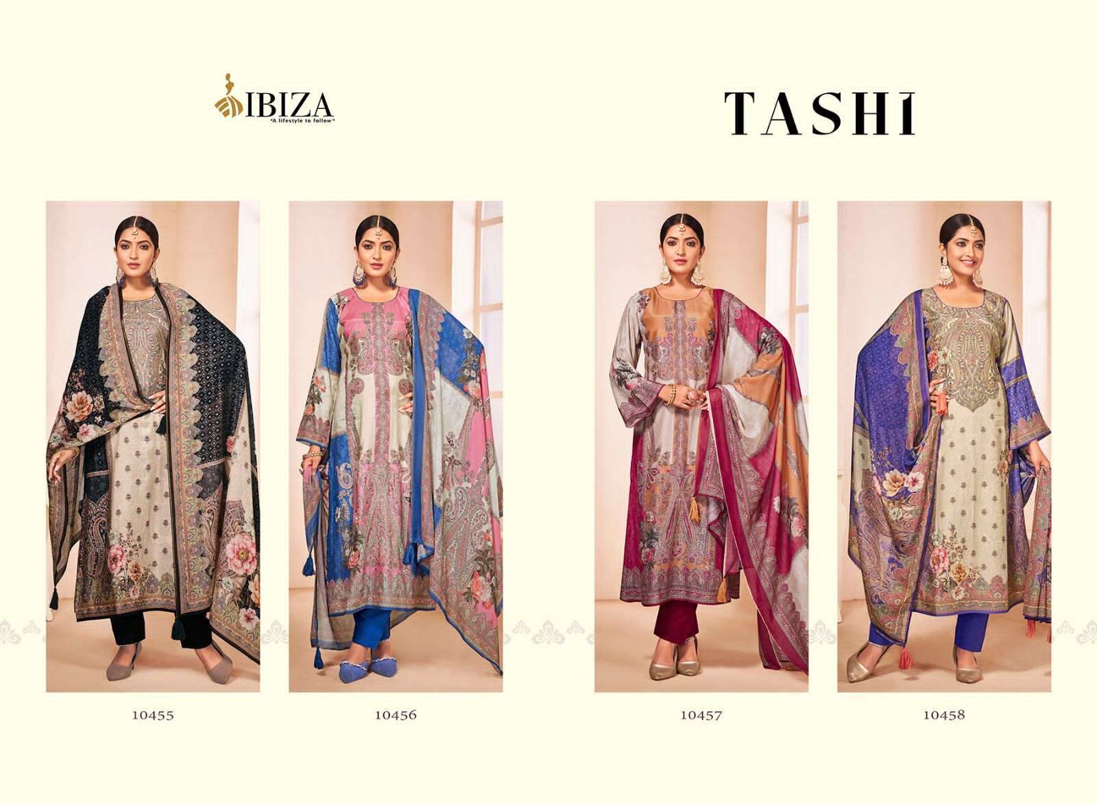 Ibiza Tashi Muslin Digital Printed Designer Pakistani salwar suits manufacturer in Surat