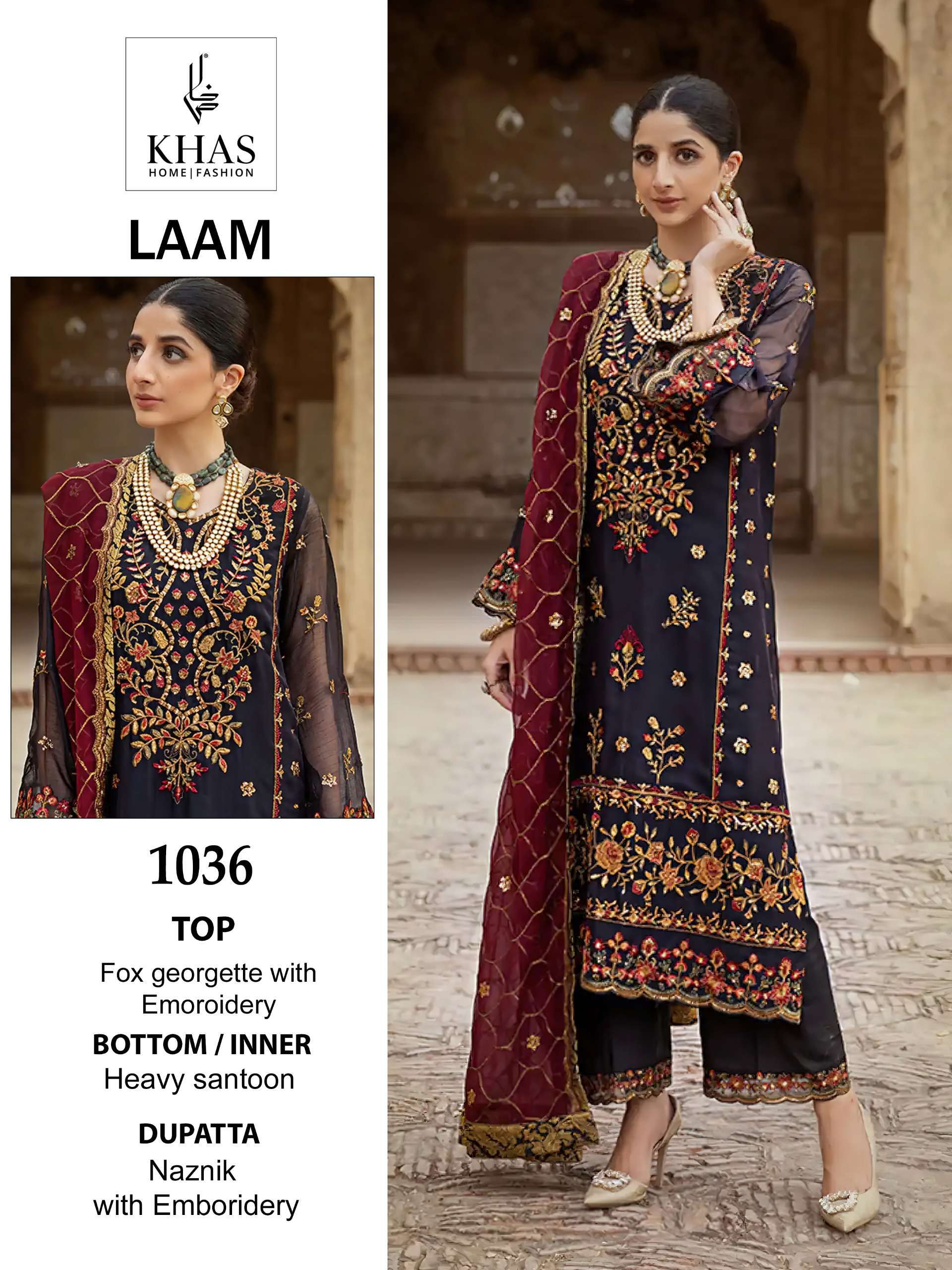 Khas Laam Faux Georgette Embroidery Pakistani Suits Party wear salwar kameez wholesale
