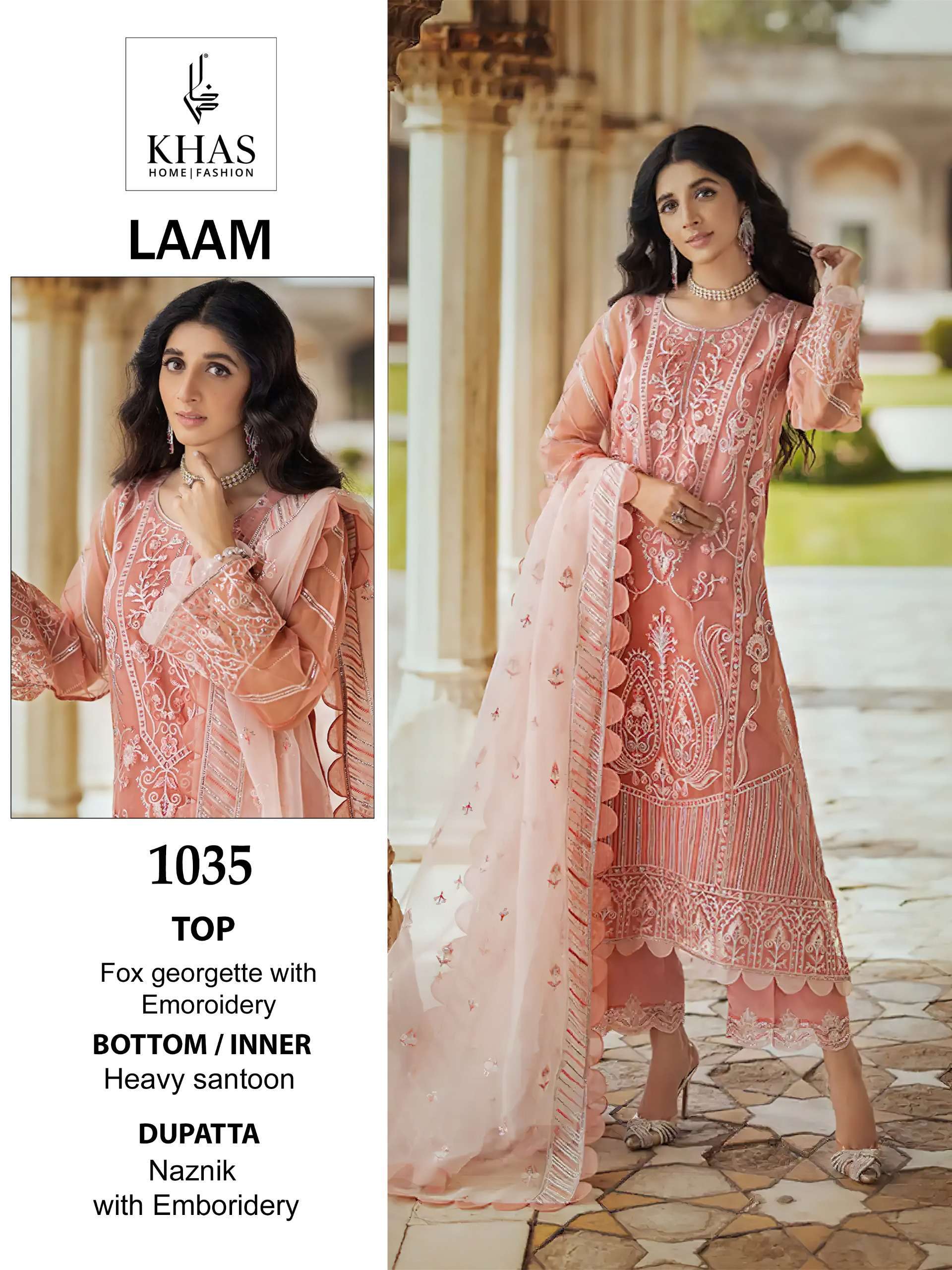 Khas Laam Faux Georgette Embroidery Pakistani Suits Party wear salwar kameez wholesale