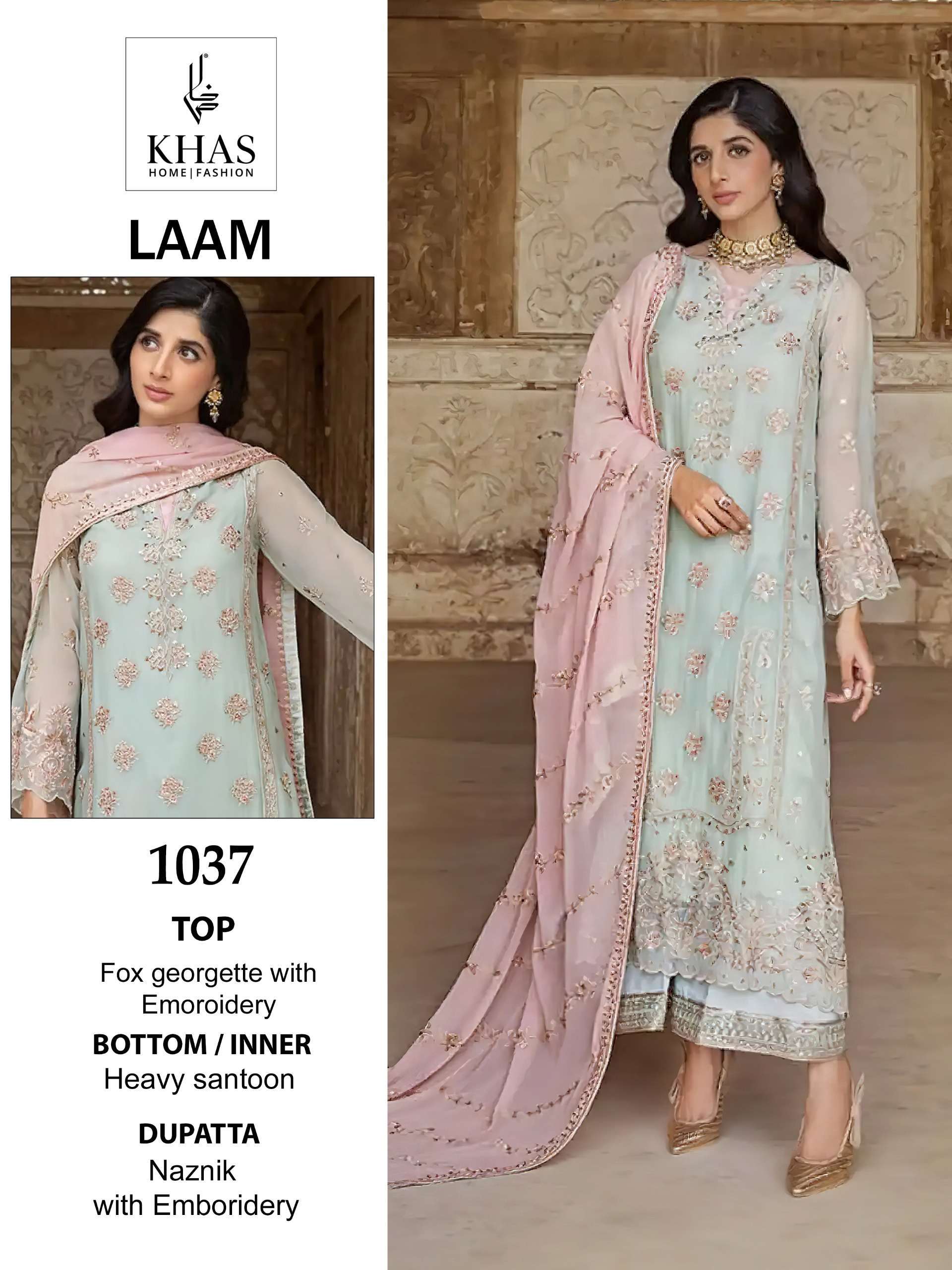 Khas Laam Faux Georgette Embroidery Pakistani Suits Party wear salwar kameez wholesale