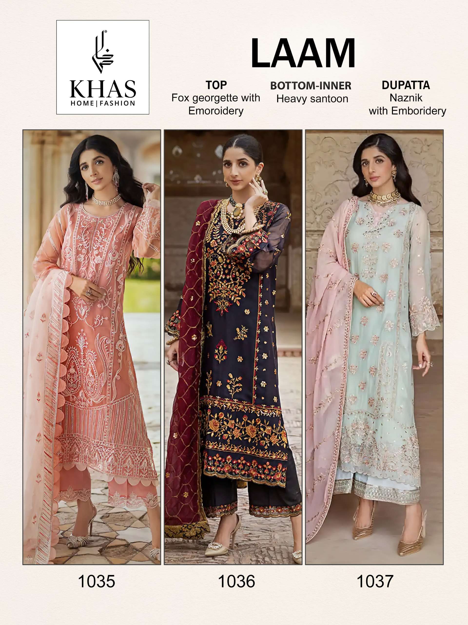 Khas Laam Faux Georgette Embroidery Pakistani Suits Party wear salwar kameez wholesale