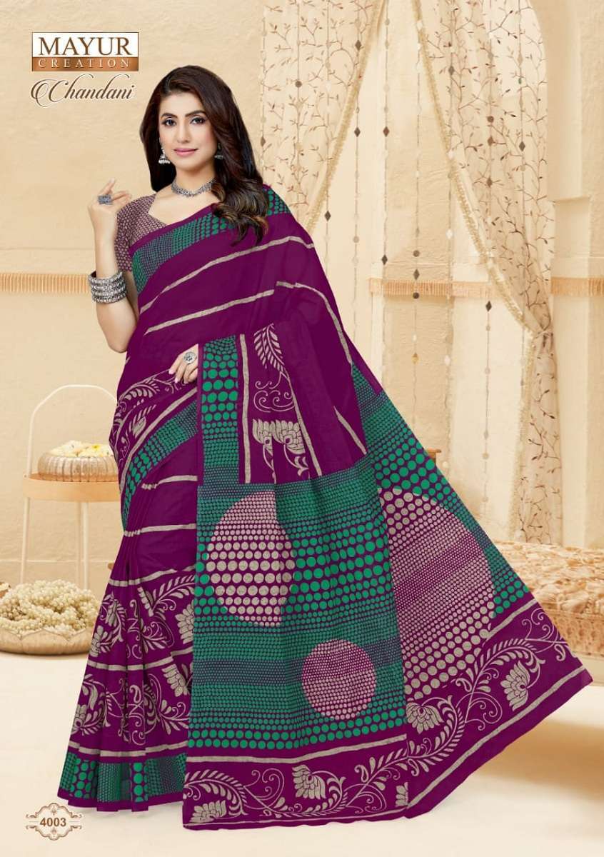 Mayur Chandani Cotton Saree Vol-4 -Dress Material Bulk saree supplier in Ahmedabad