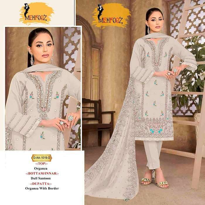 Mehfooz Pakistani Work Suits D No.-1019 - Wholesale Salwar Suits