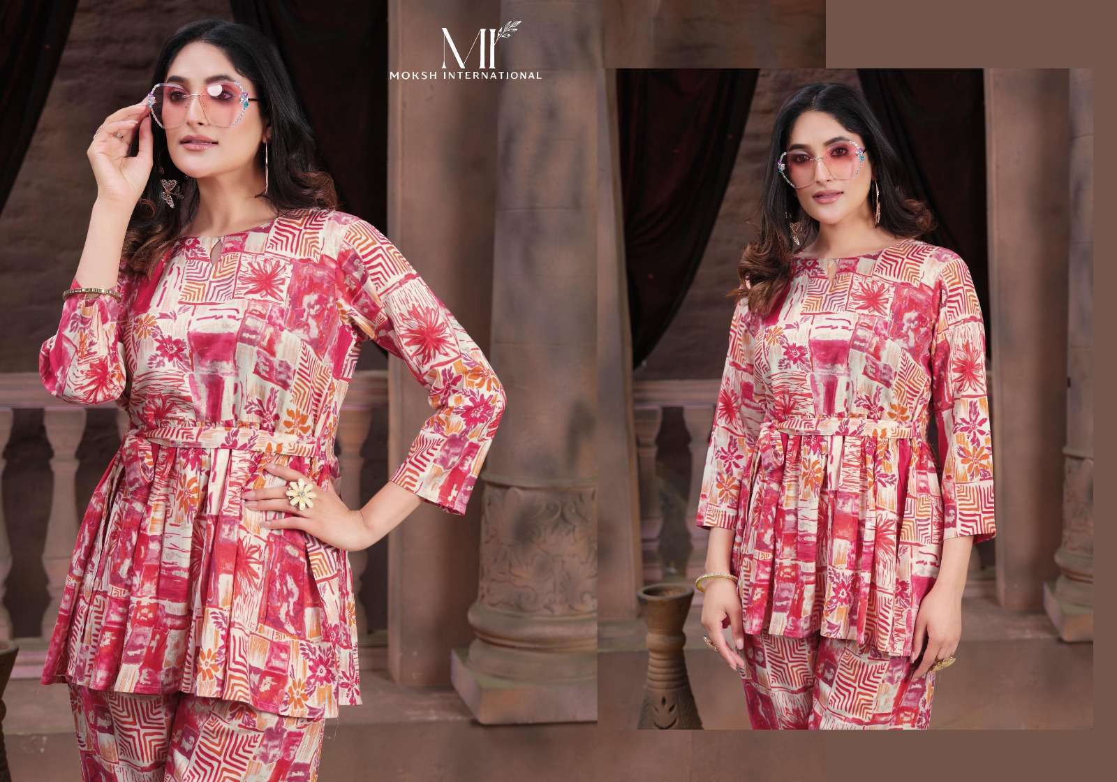 Moksh International Co-ord Kesar Co ord set Jaipur kurti wholesale price