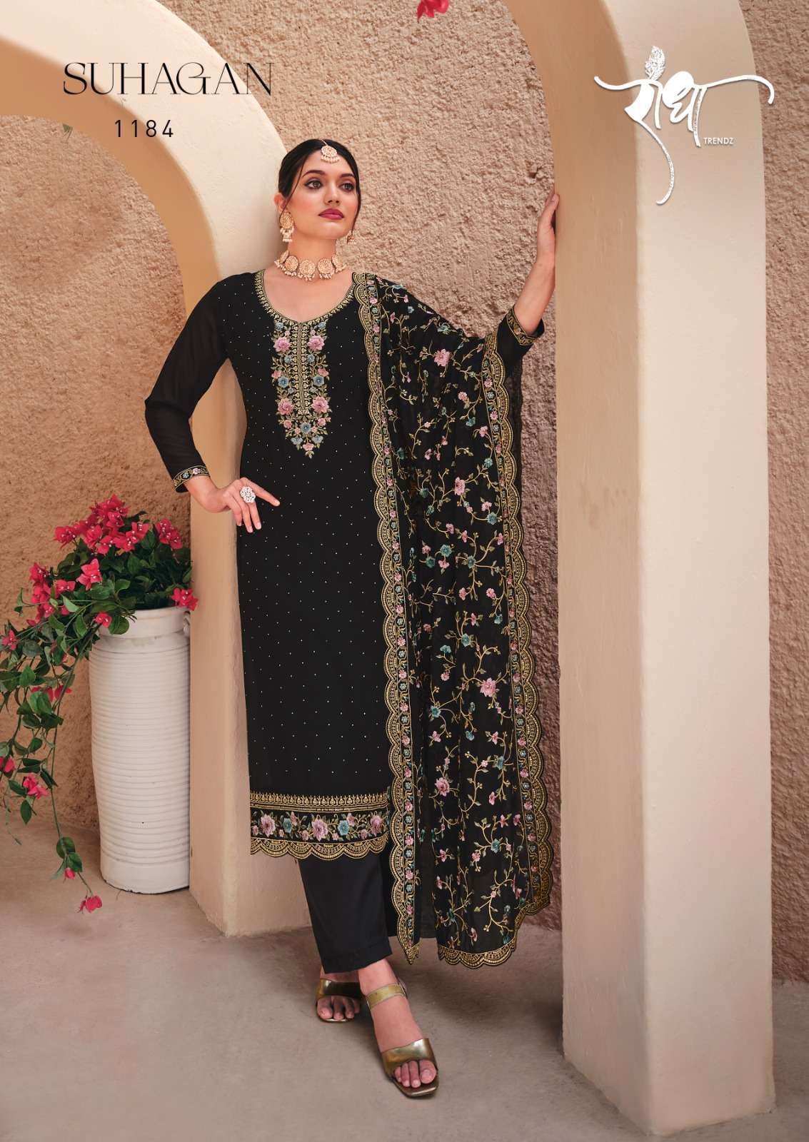 Radha Suhagan Georgette Embroidery Salwar Suit Wholesale salwar materials in Surat