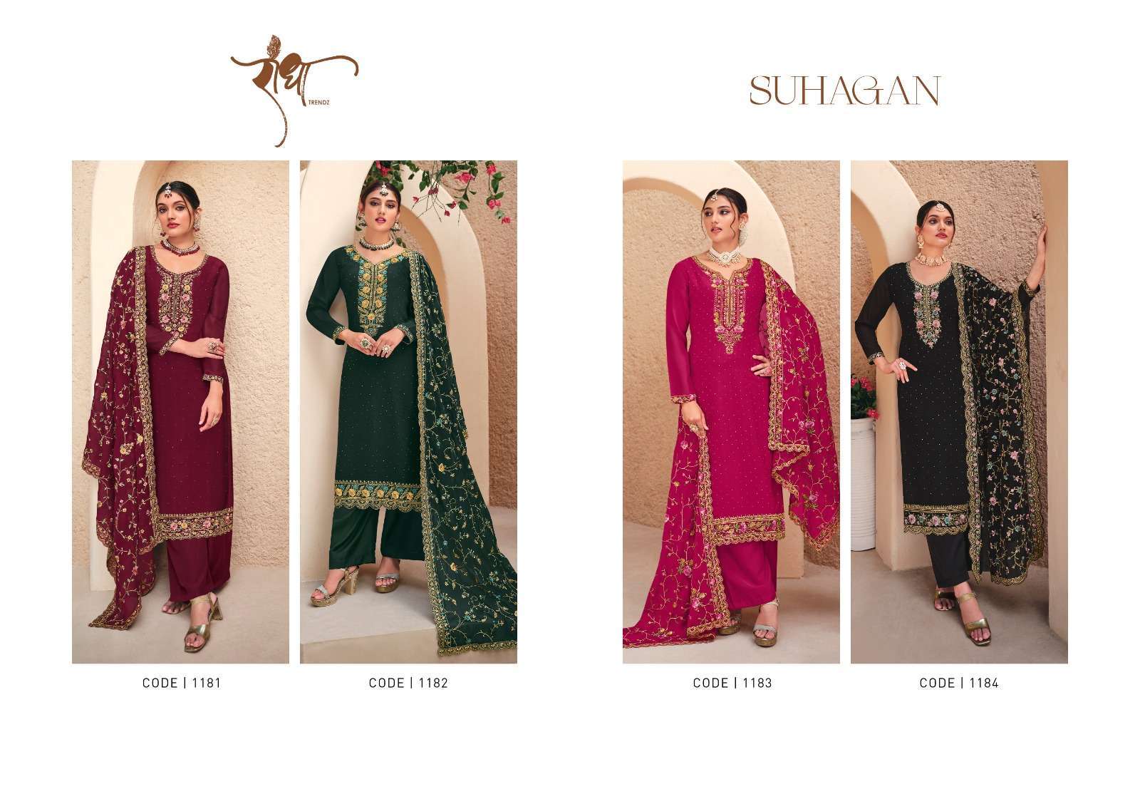 Radha Suhagan Georgette Embroidery Salwar Suit Wholesale salwar materials in Surat