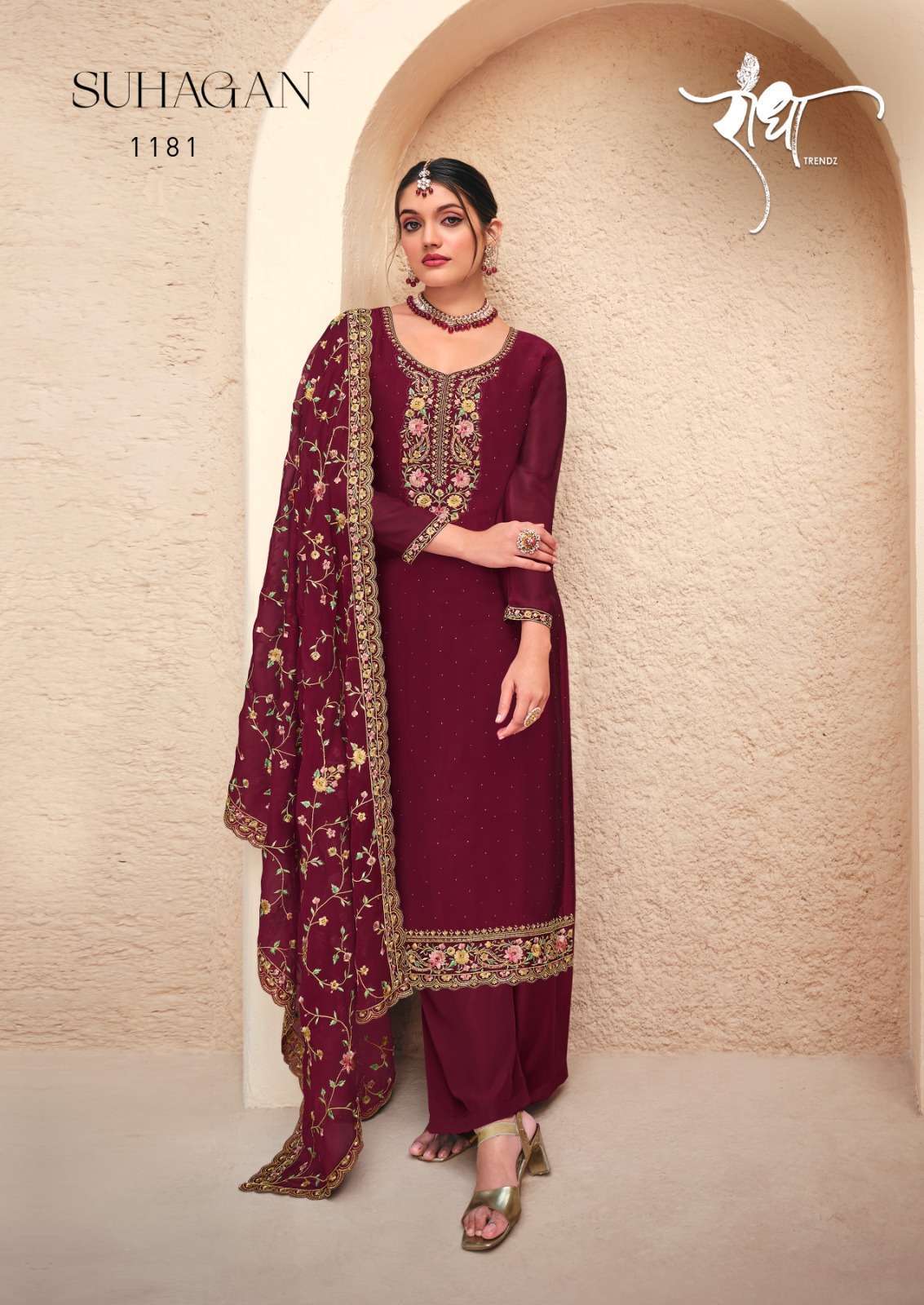 Radha Suhagan Georgette Embroidery Salwar Suit Wholesale salwar materials in Surat