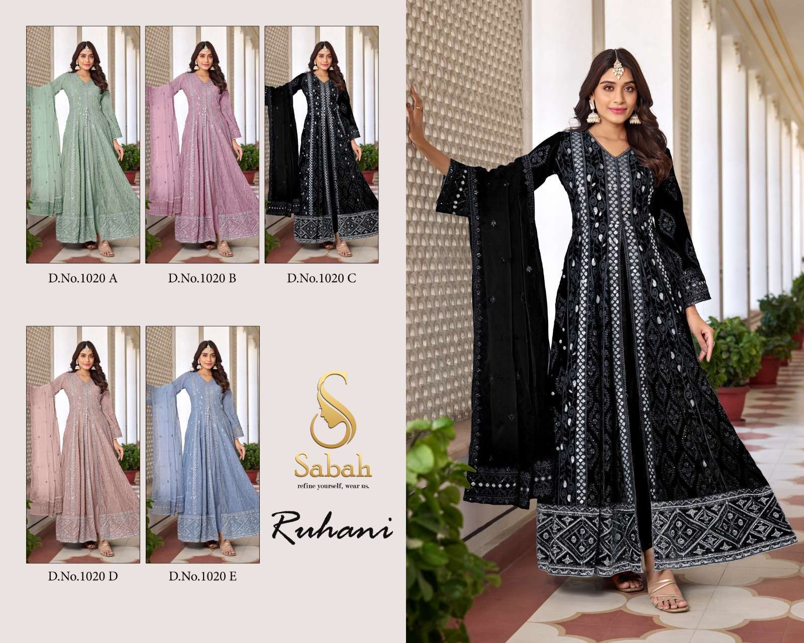 Sabah Ruhani Faux Georgette Designer Salwar Suits Wholesale Punjabi salwar suits in Surat